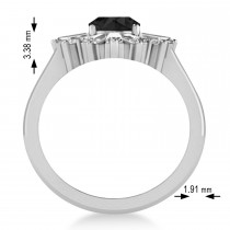 Black Diamond Oval Cut Ballerina Engagement Ring 18k White Gold (2.51 ctw)