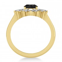 Black Diamond Oval Cut Ballerina Engagement Ring 18k Yellow Gold (2.51 ctw)