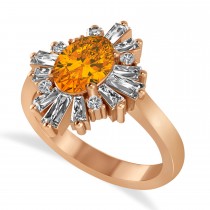Citrine & Diamond Oval Cut Ballerina Engagement Ring 18k Rose Gold (3.06 ctw)