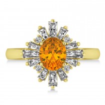 Citrine & Diamond Oval Cut Ballerina Engagement Ring 18k Yellow Gold (3.06 ctw)