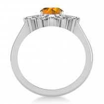 Citrine & Diamond Oval Cut Ballerina Engagement Ring Palladium (3.06 ctw)