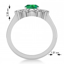 Emerald & Diamond Oval Cut Ballerina Engagement Ring 14k White Gold (2.26 ctw)