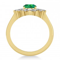 Emerald & Diamond Oval Cut Ballerina Engagement Ring 14k Yellow Gold (2.26 ctw)