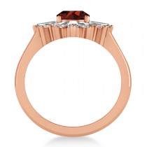 Garnet & Diamond Oval Cut Ballerina Engagement Ring 18k Rose Gold (3.06 ctw)