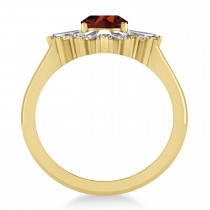 Garnet & Diamond Oval Cut Ballerina Engagement Ring 18k Yellow Gold (3.06 ctw)