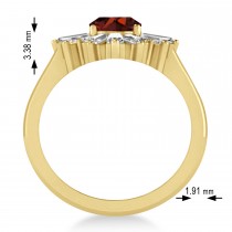 Garnet & Diamond Oval Cut Ballerina Engagement Ring 18k Yellow Gold (3.06 ctw)