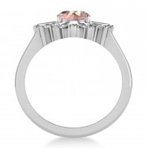 Morganite & Diamond Oval Cut Ballerina Engagement Ring 14k White Gold (3.06 ctw)