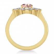 Morganite & Diamond Oval Cut Ballerina Engagement Ring 18k Yellow Gold (3.06 ctw)