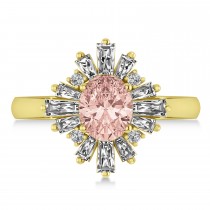 Morganite & Diamond Oval Cut Ballerina Engagement Ring 18k Yellow Gold (3.06 ctw)