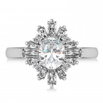 Moissanite & Diamond Oval Cut Ballerina Engagement Ring 14k White Gold (2.59 ctw)