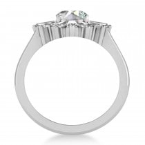 Moissanite & Diamond Oval Cut Ballerina Engagement Ring Platinum (2.59 ctw)