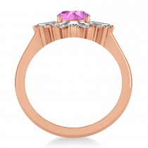 Pink Sapphire & Diamond Oval Cut Ballerina Engagement Ring 18k Rose Gold (3.06 ctw)