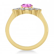 Pink Sapphire & Diamond Oval Cut Ballerina Engagement Ring 18k Yellow Gold (3.06 ctw)