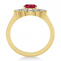 Ruby & Diamond Oval Cut Ballerina Engagement Ring 14k Yellow Gold (3.06 ctw)