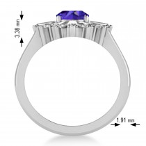 Tanzanite & Diamond Oval Cut Ballerina Engagement Ring 14k White Gold (3.06 ctw)