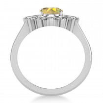 Yellow Diamond Oval Cut Ballerina Engagement Ring Platinum (2.51 ctw)