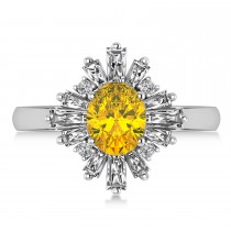 Yellow Sapphire & Diamond Oval Cut Ballerina Engagement Ring 14k White Gold (3.06 ctw)
