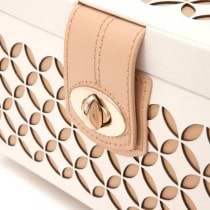 WOLF Chloe Small Jewelry Box in Cream Pattern Leather