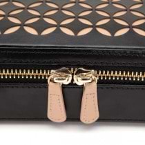 WOLF Chloe Zip Jewelry Case Box in Black Pattern Leather