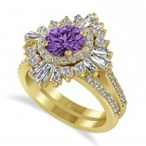 Amethyst & Diamond Ballerina Engagement Ring 14k Yellow Gold (2.74 ctw)
