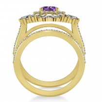 Amethyst & Diamond Ballerina Engagement Ring 18k Yellow Gold (2.74 ctw)