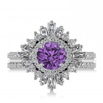 Amethyst & Diamond Ballerina Engagement Ring Platinum (2.74 ctw)
