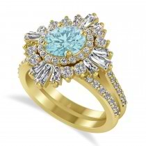 Aquamarine & Diamond Ballerina Engagement Ring 14k Yellow Gold (2.74 ctw)