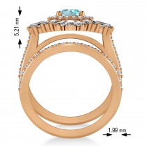 Aquamarine & Diamond Ballerina Engagement Ring 18k Rose Gold (2.74 ctw)