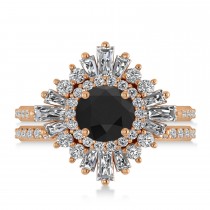 Black Diamond & Diamond Ballerina Engagement Ring 14k Rose Gold (2.74 ctw)