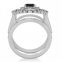 Black Diamond & Diamond Ballerina Engagement Ring 14k White Gold (2.74 ctw)