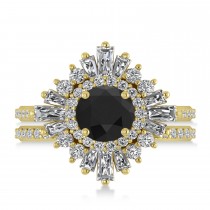 Black Diamond & Diamond Ballerina Engagement Ring 18k Yellow Gold (2.74 ctw)