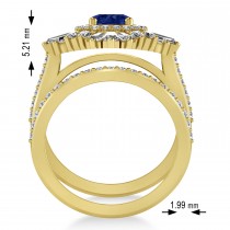 Blue Sapphire & Diamond Ballerina Engagement Ring 14k Yellow Gold (2.74 ctw)