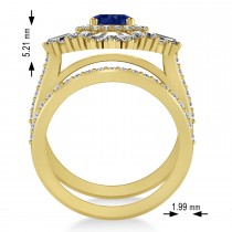 Blue Sapphire & Diamond Ballerina Engagement Ring 18k Yellow Gold (2.74 ctw)