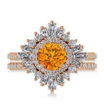Citrine & Diamond Ballerina Engagement Ring 18k Rose Gold (2.74 ctw)