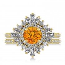Citrine & Diamond Ballerina Engagement Ring 18k Yellow Gold (2.74 ctw)