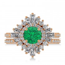 Emerald & Diamond Ballerina Engagement Ring 14k Rose Gold (2.74 ctw)