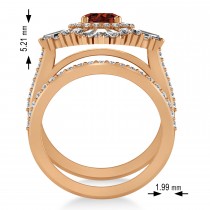 Garnet & Diamond Ballerina Engagement Ring 14k Rose Gold (2.74 ctw)