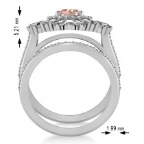 Morganite & Diamond Ballerina Engagement Ring 14k White Gold (2.74 ctw)