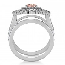 Morganite & Diamond Ballerina Engagement Ring 18k White Gold (2.74 ctw)