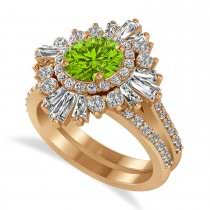 Peridot & Diamond Ballerina Engagement Ring 14k Rose Gold (2.74 ctw)