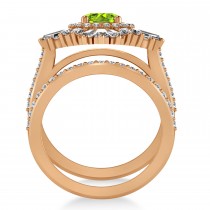 Peridot & Diamond Ballerina Engagement Ring 14k Rose Gold (2.74 ctw)