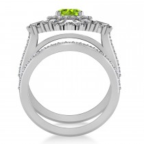 Peridot & Diamond Ballerina Engagement Ring Palladium (2.74 ctw)