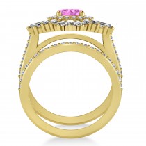 Pink Sapphire & Diamond Ballerina Engagement Ring 14k Yellow Gold (2.74 ctw)
