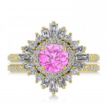 Pink Sapphire & Diamond Ballerina Engagement Ring 14k Yellow Gold (2.74 ctw)