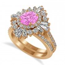 Pink Sapphire & Diamond Ballerina Engagement Ring 18k Rose Gold (2.74 ctw)