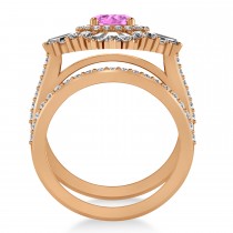 Pink Sapphire & Diamond Ballerina Engagement Ring 18k Rose Gold (2.74 ctw)