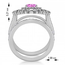 Pink Sapphire & Diamond Ballerina Engagement Ring Platinum (2.74 ctw)