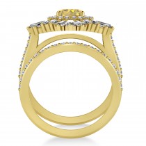 Yellow Diamond & Diamond Ballerina Engagement Ring 18k Yellow Gold (2.74 ctw)