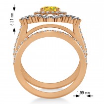 Yellow Sapphire & Diamond Ballerina Engagement Ring 14k Rose Gold (2.74 ctw)