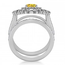 Yellow Sapphire & Diamond Ballerina Engagement Ring 14k White Gold (2.74 ctw)